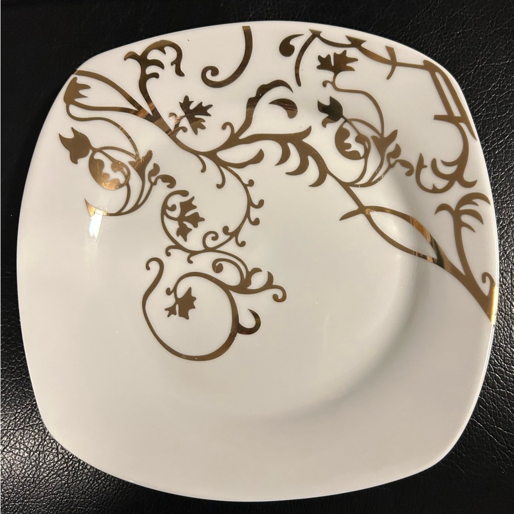 Replacement Roscher Salad Plate Gold Swirls On White 7”